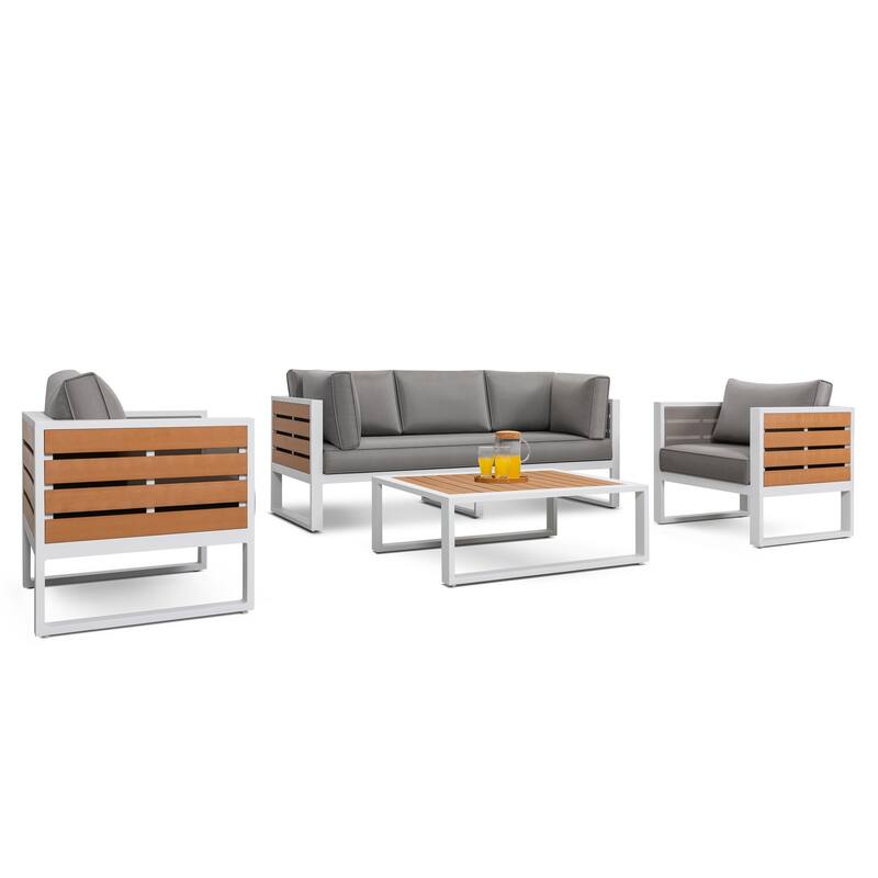 Outdoor Sofa Set, Coffee Table, Three-seat Sofa, 2 Armchairs