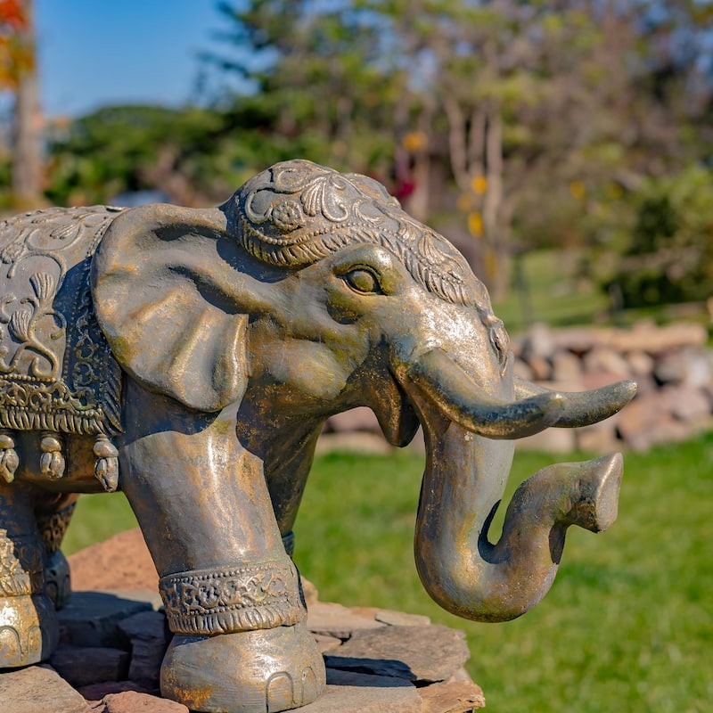 Boho Elephant Statue - 25.2"x10.6"x15.7"