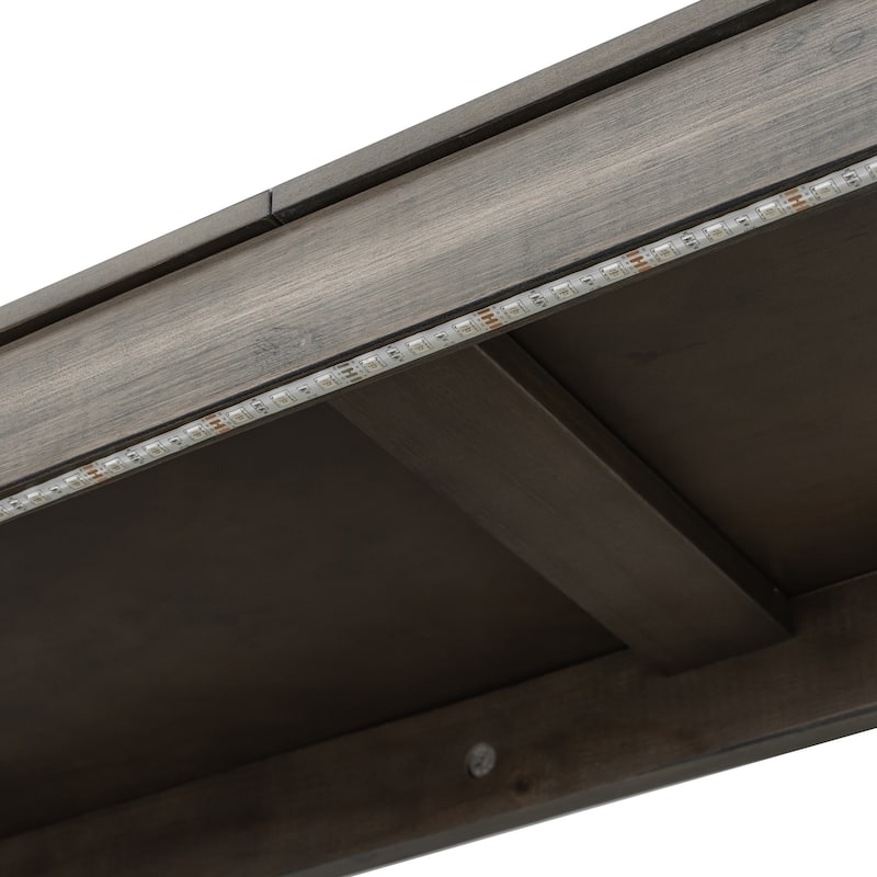 Space-Saving Twin Murphy Bed with LED Light, Foldable Wall Cabinet Design in Brown