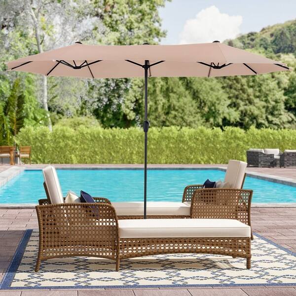 13 ft. Steel Outdoor Double Sided Market Patio Umbrella with UV Sun  Protection and Easy Crank - Bed Bath & Beyond - 40621363