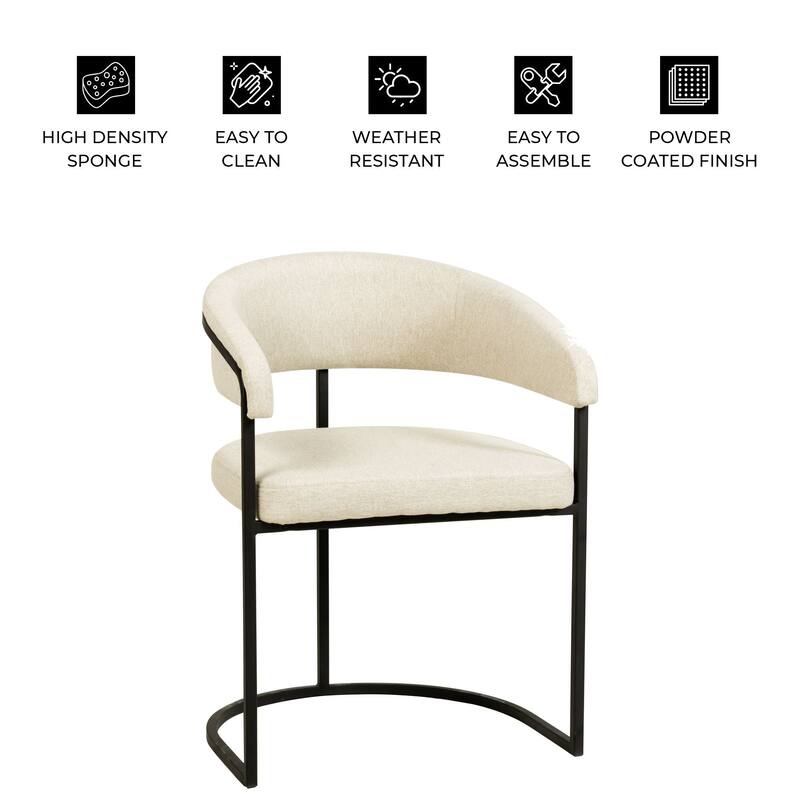 LeisureMod Aero Modern Upholstered Leather Dining Chair in Iron & Polyester, Accent Armchair for Home Kitchen Office