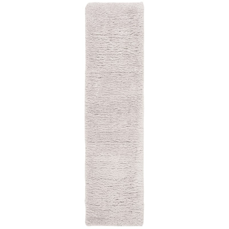 SAFAVIEH Madrid Shag Soledad Solid 2-inch Thick Rug - 2' x 12' Runner - Silver