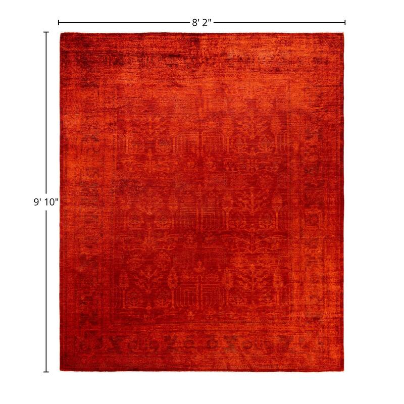 Overdyed One-of-a-Kind Hand-Knotted Area Rug - Orange - 8' 2" x 9' 10"