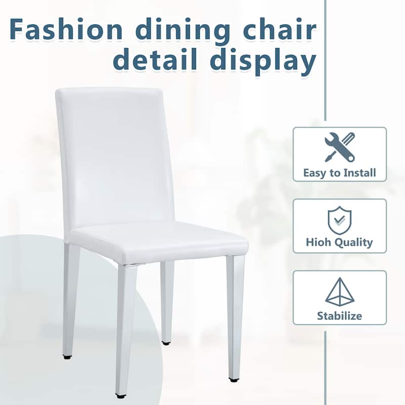 Kitchen Dining Chairs Set of 4 Upholstered Armless Side Chairs Modern PU Leather Lounge Chair with Backrest for Dining Room