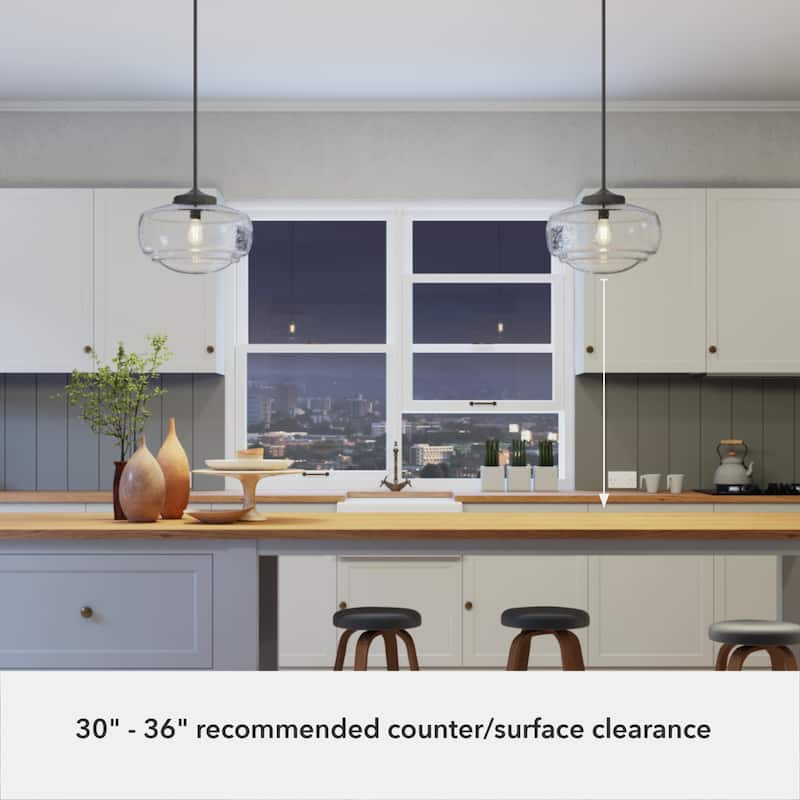 Hunter 16" Saddle Creek 1 Light Pendant / Semi-Flush Mount Ceiling Light - Entry, Kitchen Island, Dining Room - Schoolhouse