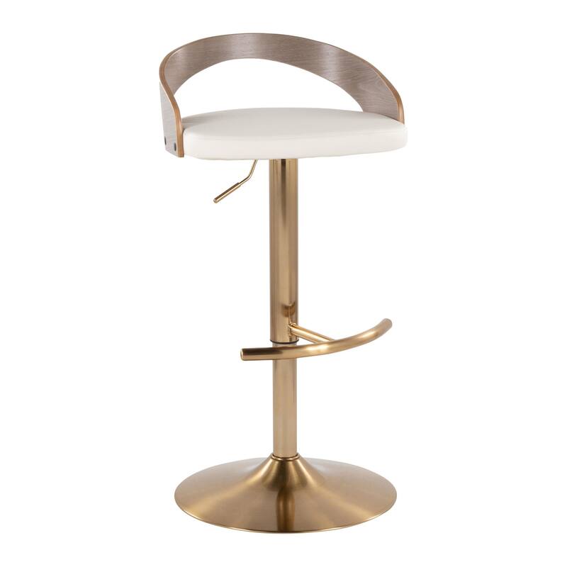 Grotto Adjustable Barstool with Gold Base - Set Of 3