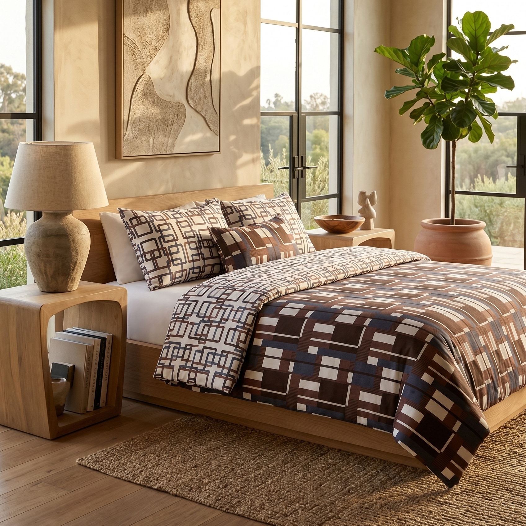 Plaid Men Reversible Print Duvet Set