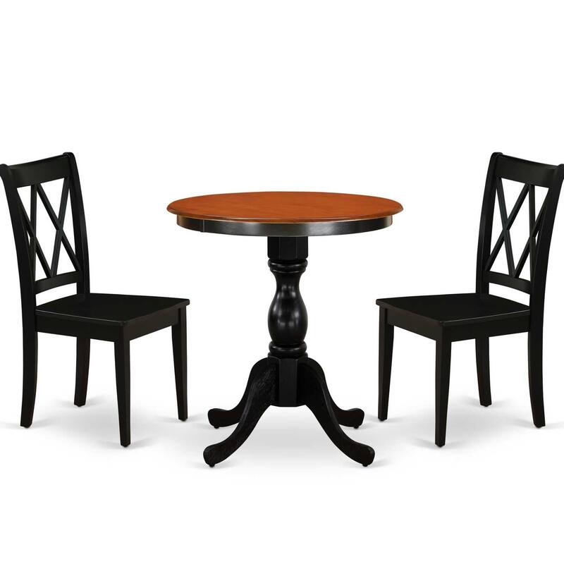 3-Piece Black and Cherry Finish Solid Wood Top - Dining Room Set - Seats 4
