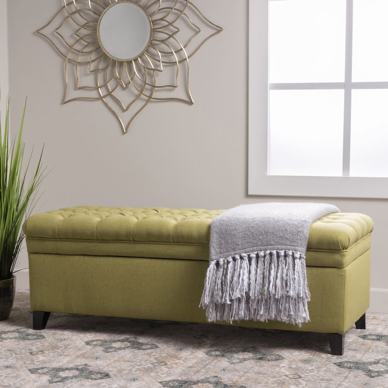 Hastings Tufted Storage Ottoman Bench by Christopher Knight Home - Green
