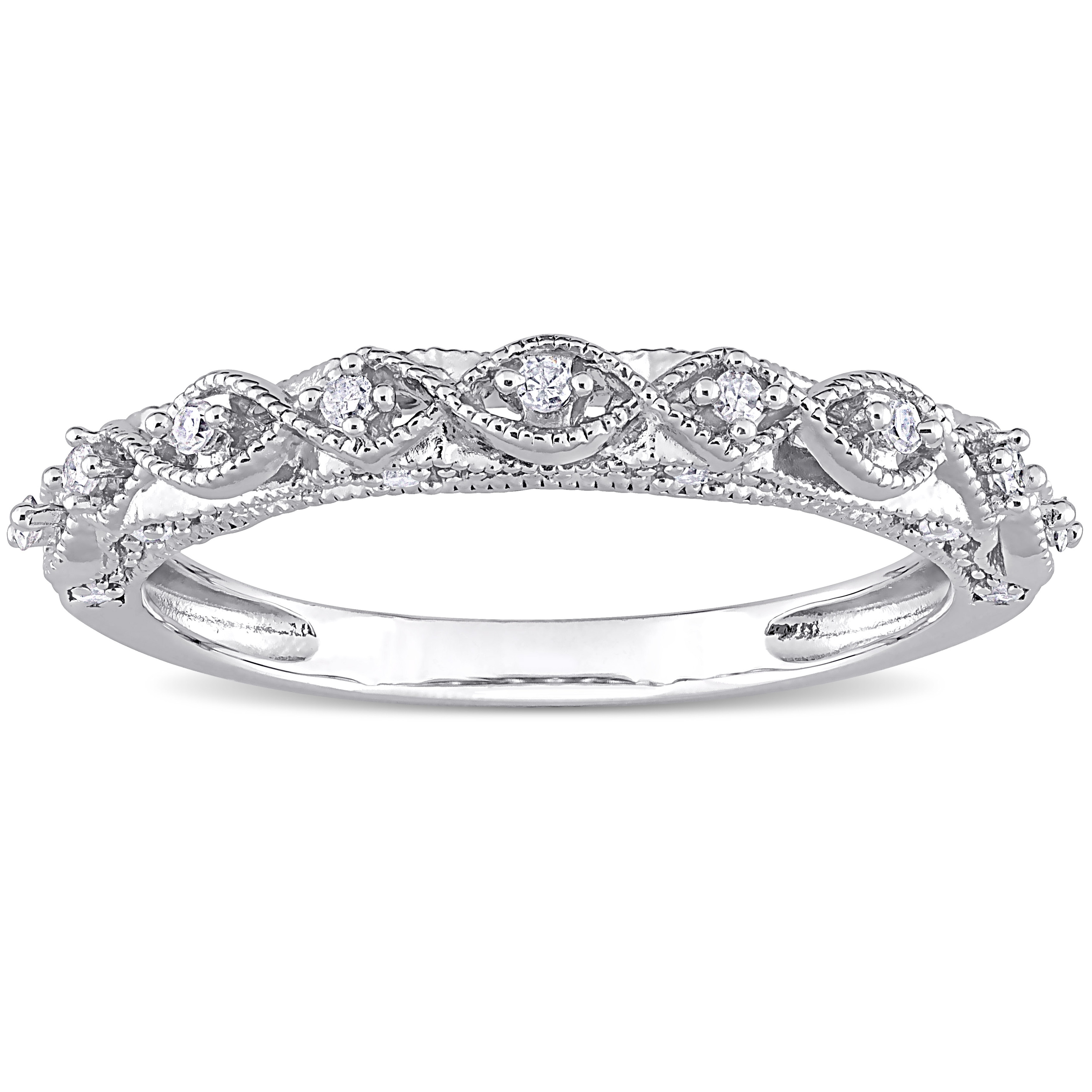 Miadora Sterling Silver 1/8ct TDW Diamond Infinity Anniversary Wedding Band Ring