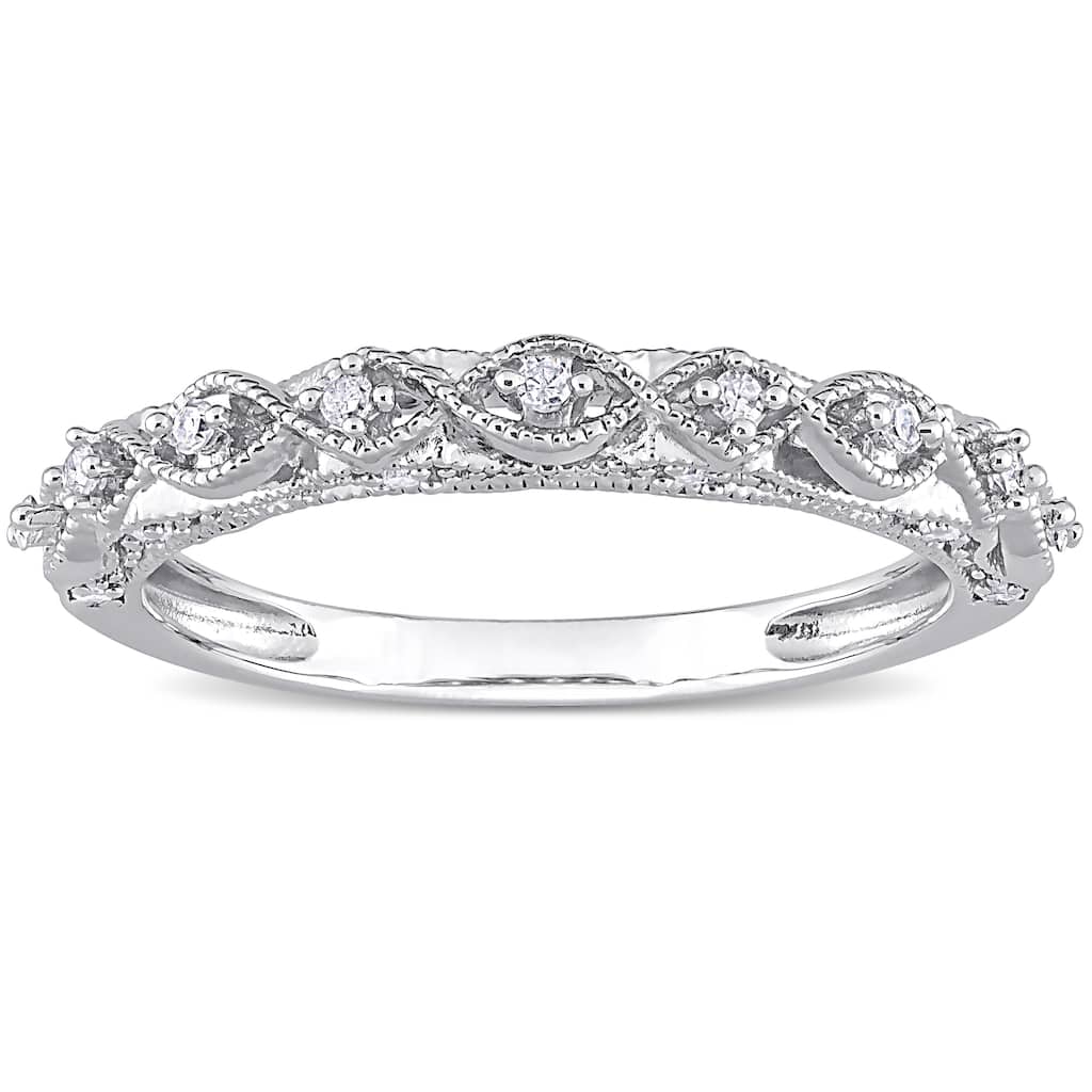 Miadora Sterling Silver 1/8ct TDW Diamond Infinity Anniversary Wedding Band Ring