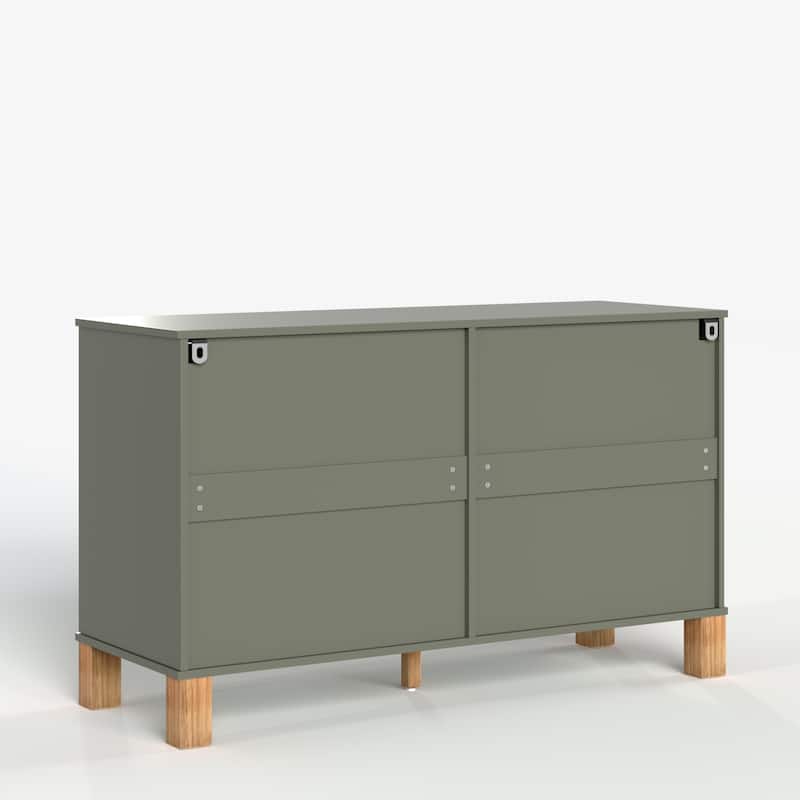 6-Drawer Double Dresser with Metal Handles & Solid Wood Legs, Kids Bedroom Storage Organizer