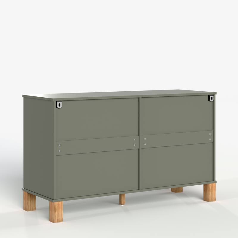 GDFStudio - Olive Haven Modern Wooden 6-Drawer Double Dresser with Solid Wood Legs