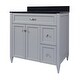 preview thumbnail 102 of 109, Vail 37" Bathroom Vanity with Cultured Marble Top Sink w/ Backsplash in White with White Basin Grey - Galaxy Black