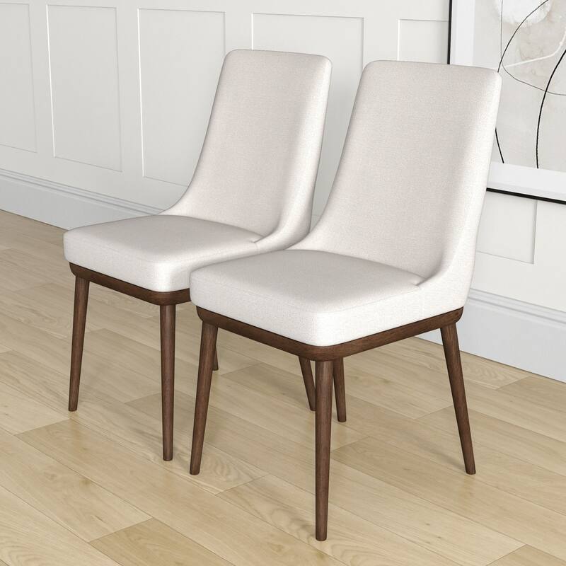 GDFStudio - Kate Modern Mid-Century Dining Chair with Curved Backrest & Upholstered Seat, Set of 2 - 24"