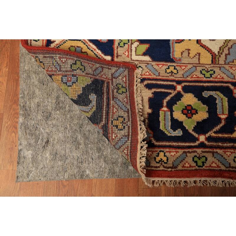 Orange Medallion Heriz Serapi Indian Large Rug Handmade Wool Carpet - 9'11"x 13'9"