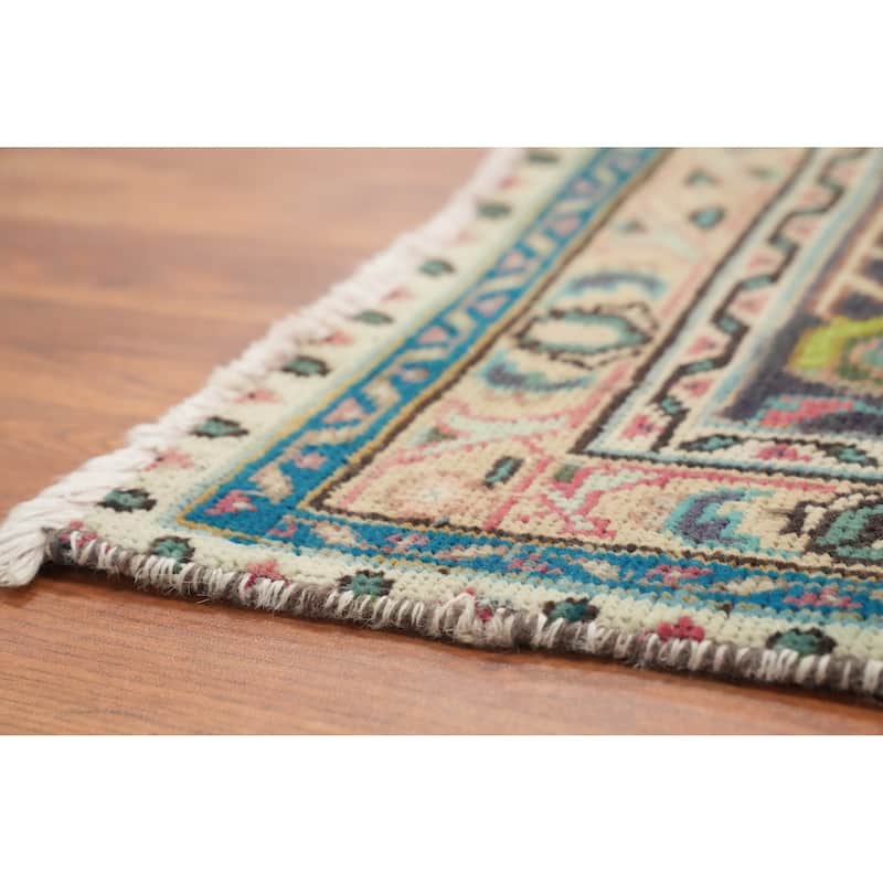 Hand Knotted Oriental 100% Wool Carpet Traditional Medallion Green Tabriz Area Rug - 12' 6'' X 9' 9''