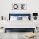 preview thumbnail 59 of 70, Spruce & Spring Eleanor Upholstered Platform Bed Frame with Vertical Stripe Headboard