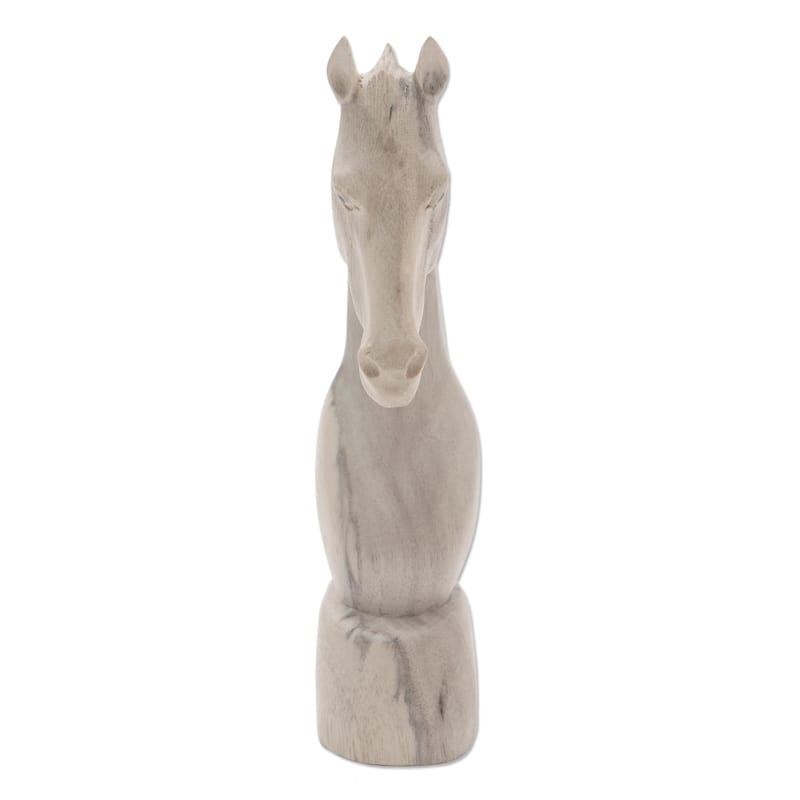 NOVICA Hibiscus wood statuette, 'Proud Horse' - 7.75" H x 2" W x 5.5" D