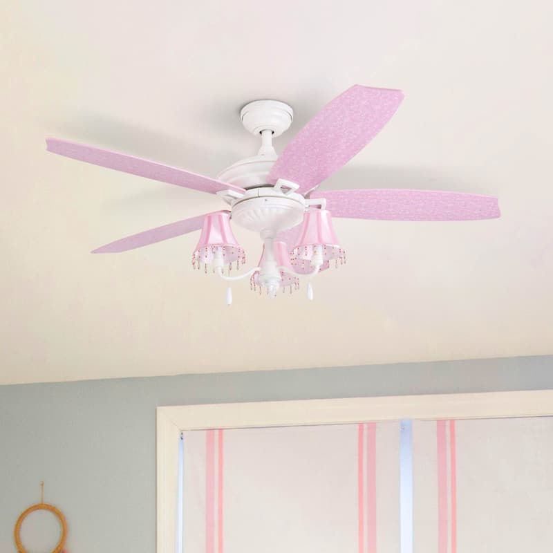 Taylor & Olive Calendula 48-inch White/ Pink LED Ceiling Fan