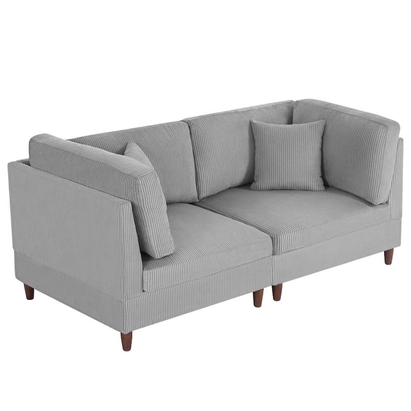 2-Piece Corduroy Loveseat Modular Sectional Sofa