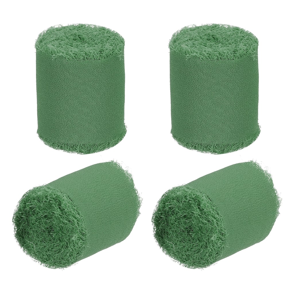 4 Rolls 1.5 Inch x 5 Yard Handmade Fringe Silk Chiffon Ribbon