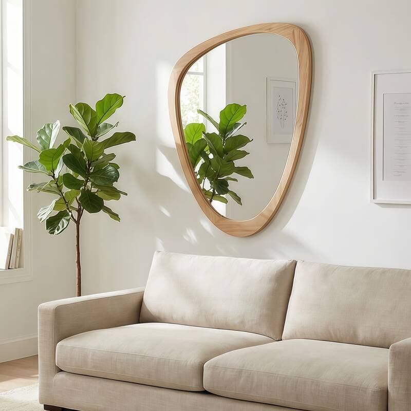 Irregular Solid Wood Frame Decorative Mirror