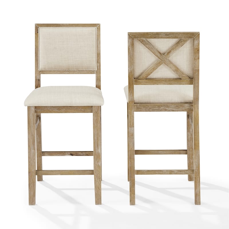 Crosley Joanna 2-Piece Upholstered Counter Height Bar Stool Set
