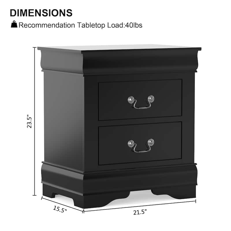 Modern Black 2 - Drawer Nightstand