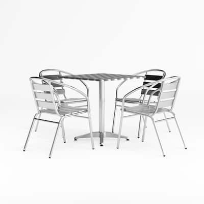 27.5" Square Aluminum Indoor-Outdoor Table Set