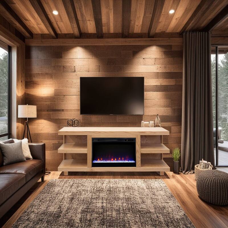 Laurel Canyon 65 inch Fireplace TV Stand for TVs up to 75 inches, Minimal Assembly, Clove Finish