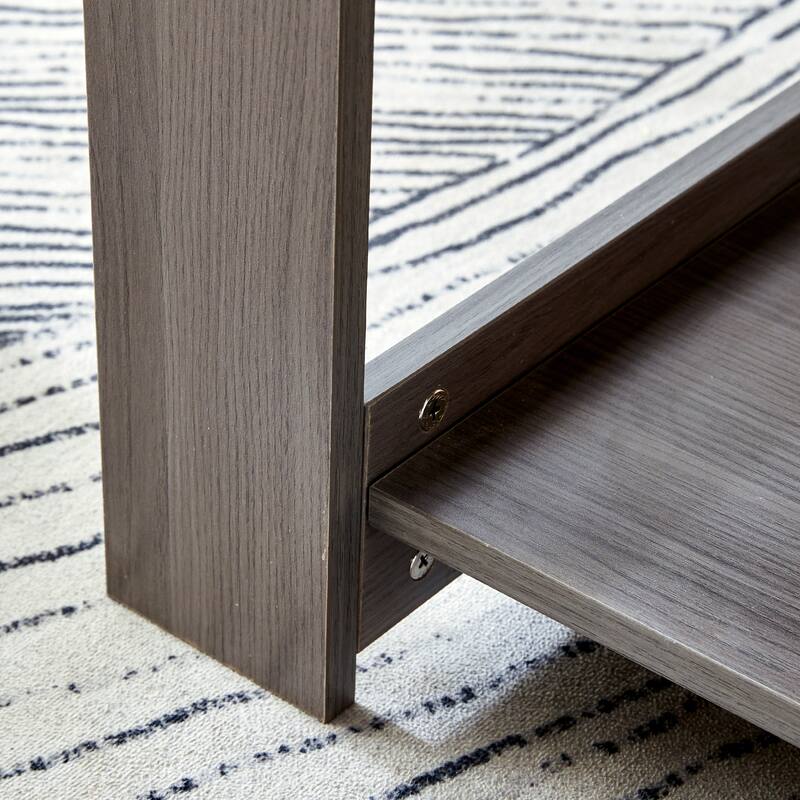 Modern and practical walnut textured coffee tables. The double layered coffee table is made of MDF material