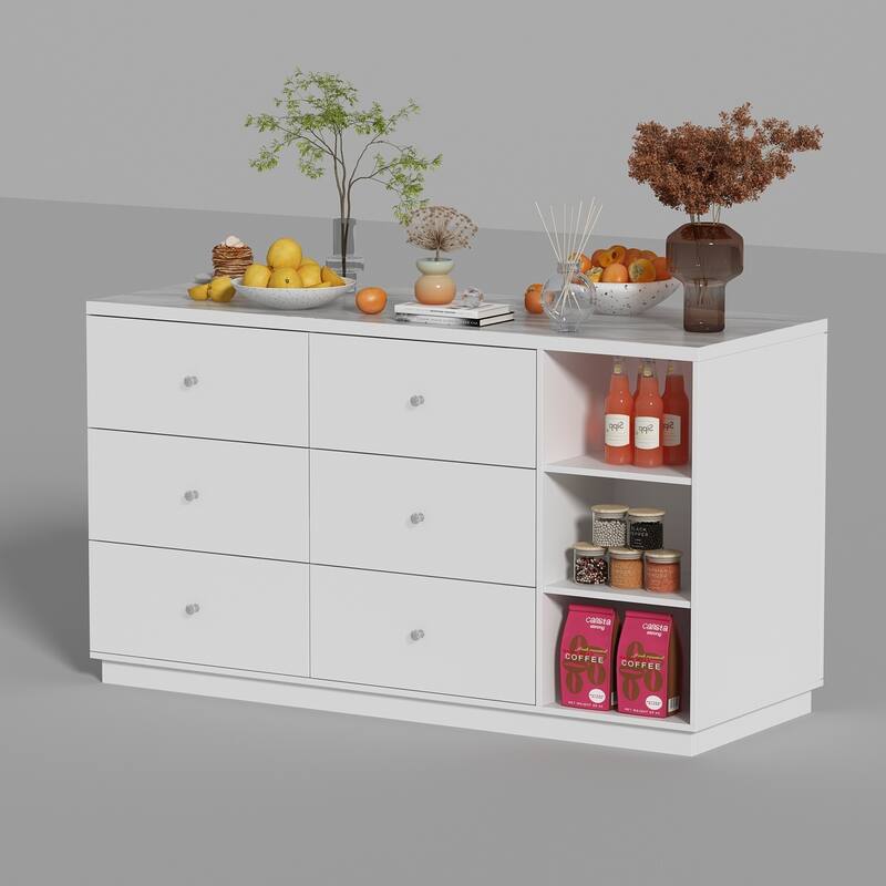 White Sideboard with Ample Organizing Compartments for the Modern Home - 63"