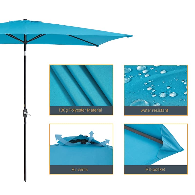 LIVOOSUN 10 x 6.5ft Outdoor Market Patio Umbrella w/Tilt and Crank