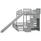 preview thumbnail 25 of 34, Twin Over Full Multifunctional Kids Bunk Bed Frame with Slide, Wooden Loft Bed with Storage Staircase and Guardrails