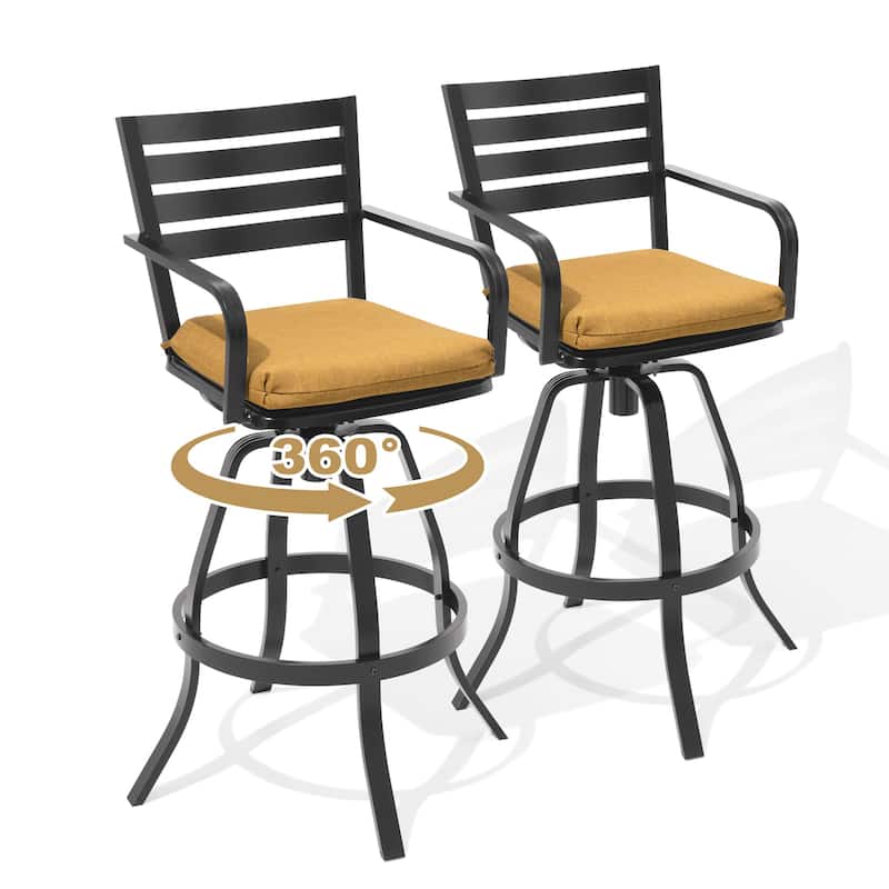 Pellebant Outdoor Patio Swivel Aluminum Bar Stools with Sunbrella Cushion - 18.51 in L x 18.51 in W x 45.28 in H