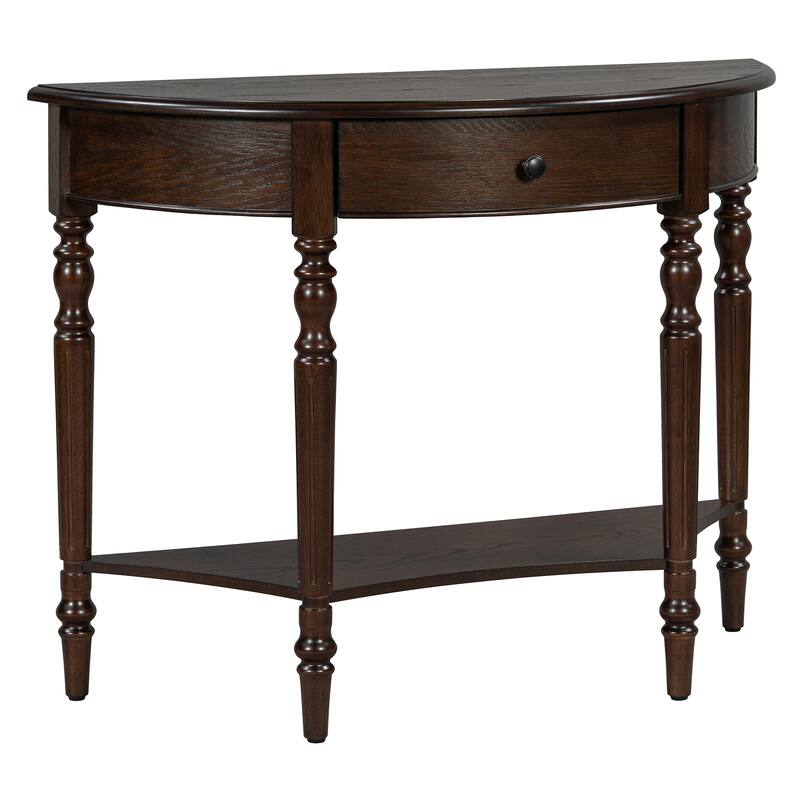 Half-Moon Farmhouse Console Table with Drawer & Shelf by Harper&Bright Designs