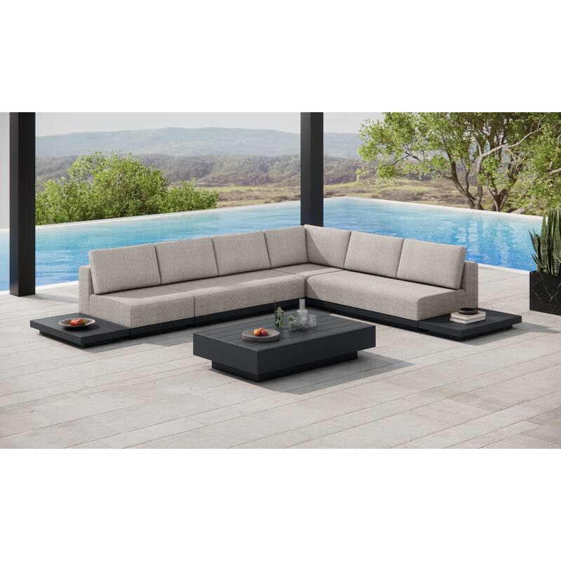 Oslo Aluminum Outdoor Upholstered Sectional Lounge Set- 7-Piece