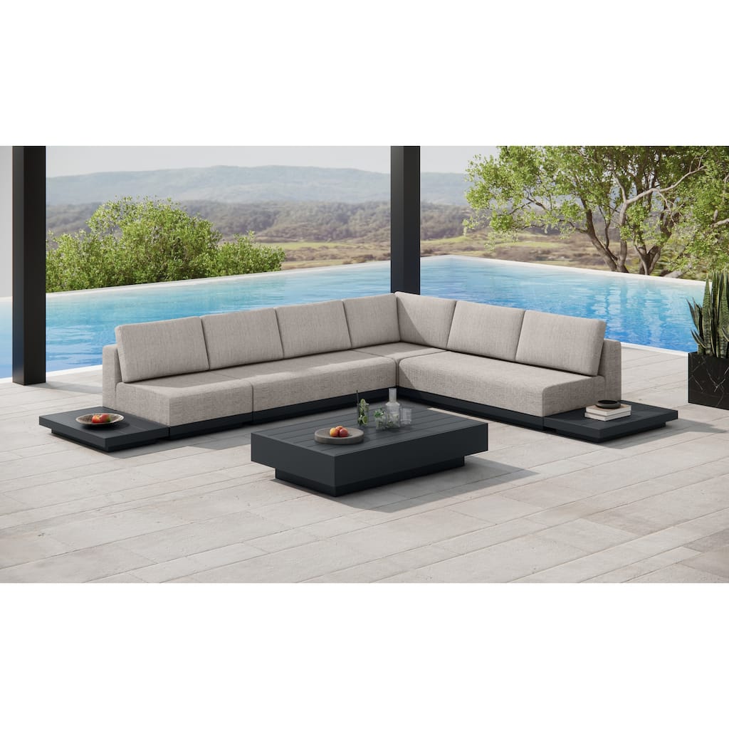 Oslo Aluminum Outdoor Upholstered Sectional Lounge Set- 7-Piece