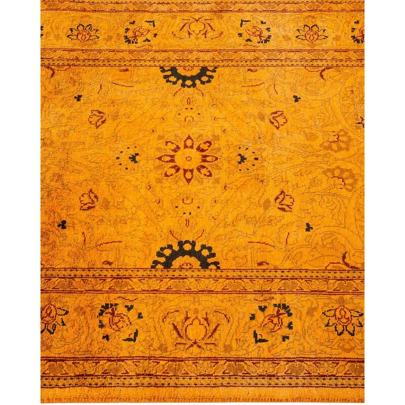 Overton Hand Knotted Wool Vintage Inspired Modern Contemporary Overdyed Orange Runner Rug - 2' 7" x 16' 8"