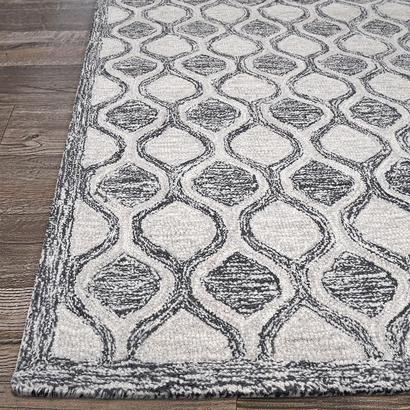Handmade Terasia Geometric Sea Wool Area Rug