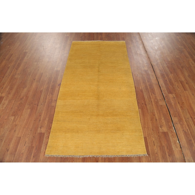 Yellow Gabbeh Oriental Runner Rug Hand-Knotted Wool Carpet - 3'4"x 6'8"