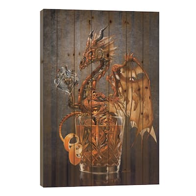 Old Fashioned Dragon Print On Wood by Stanley Morrison - Multi-Color