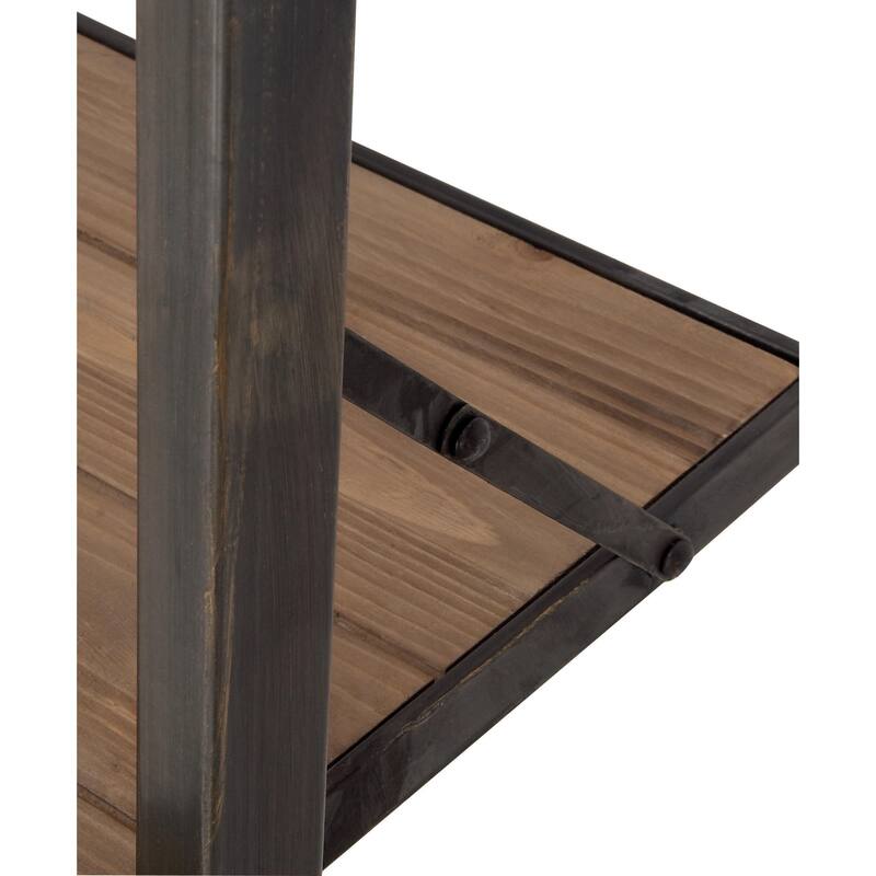 Wood 4 Shelf Shelving Unit - Brown - Roche River Decor - 14"W x 20"L x 77"H