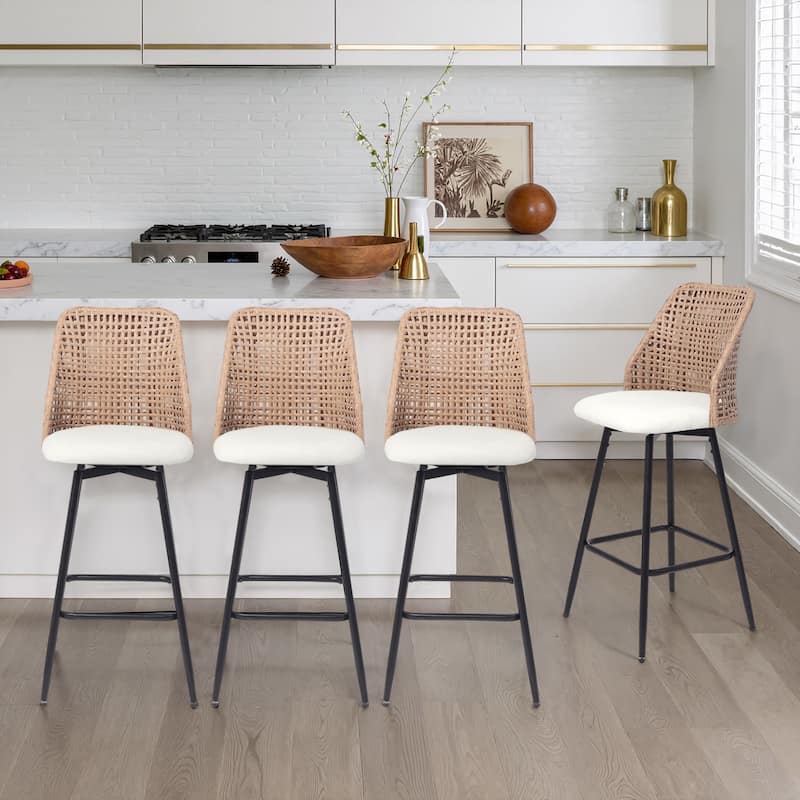 28.8" Indoor Swivel Wicker Barstools
