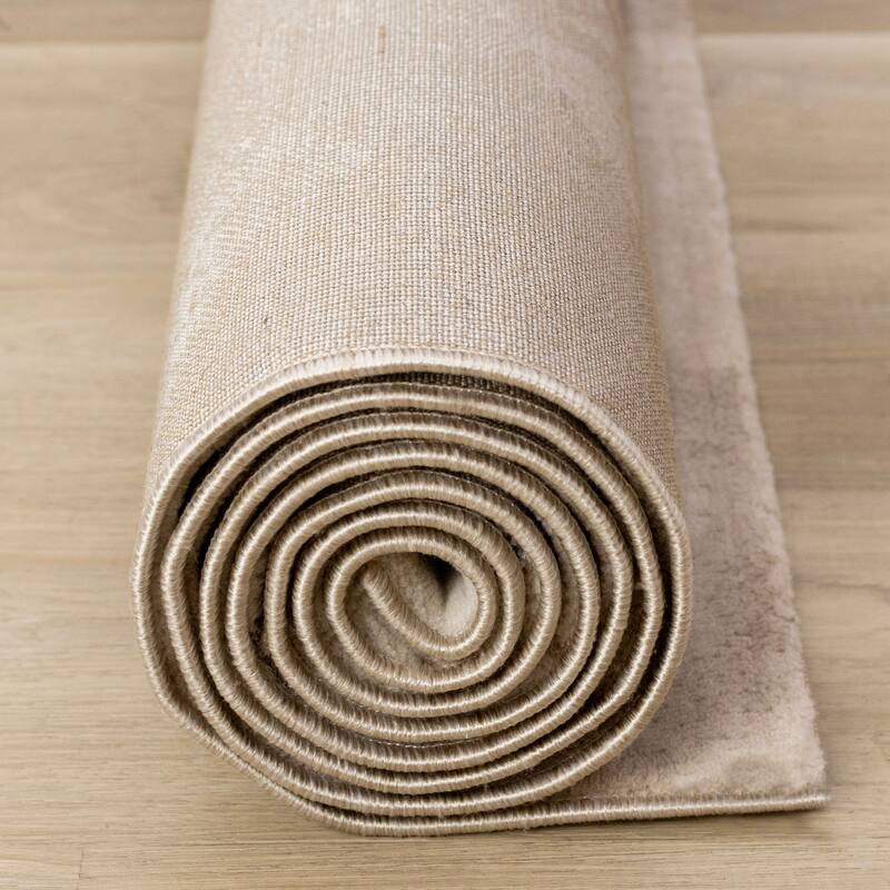 Zuri Collection - Soft Polyester Textured Pile Cream Taupe Area Rug