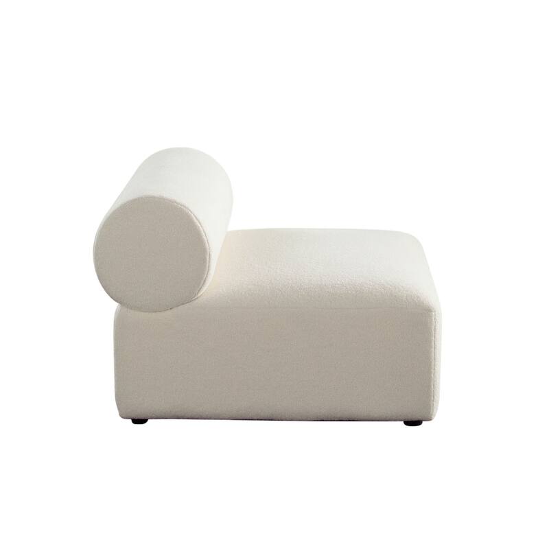 Zey Modular Armless Chair with Low Back, Ivory Sherpa Fabric