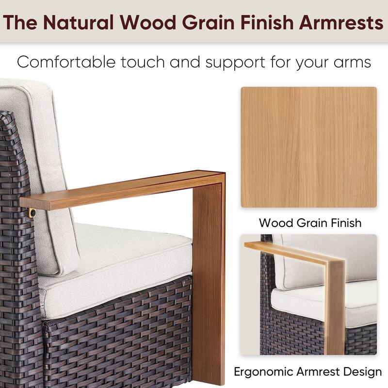 Outdoor Swivel Chair with Thick Cushion