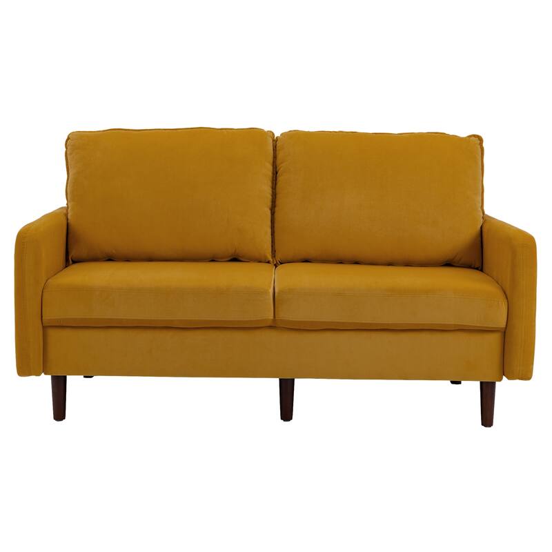 Velvet Loveseat Sofa With Wood Legs