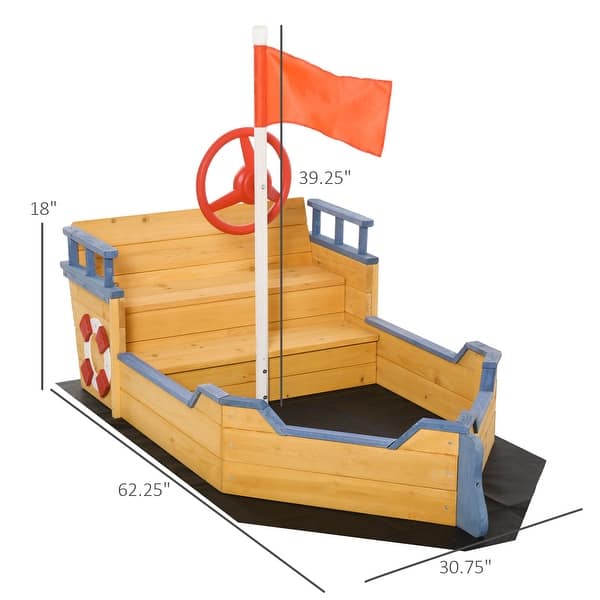 Outsunny Large Outdoor Kids Sandbox Backyard Toy, Cedar Wood Sandbox - 62.25"x 30.75"x 18"